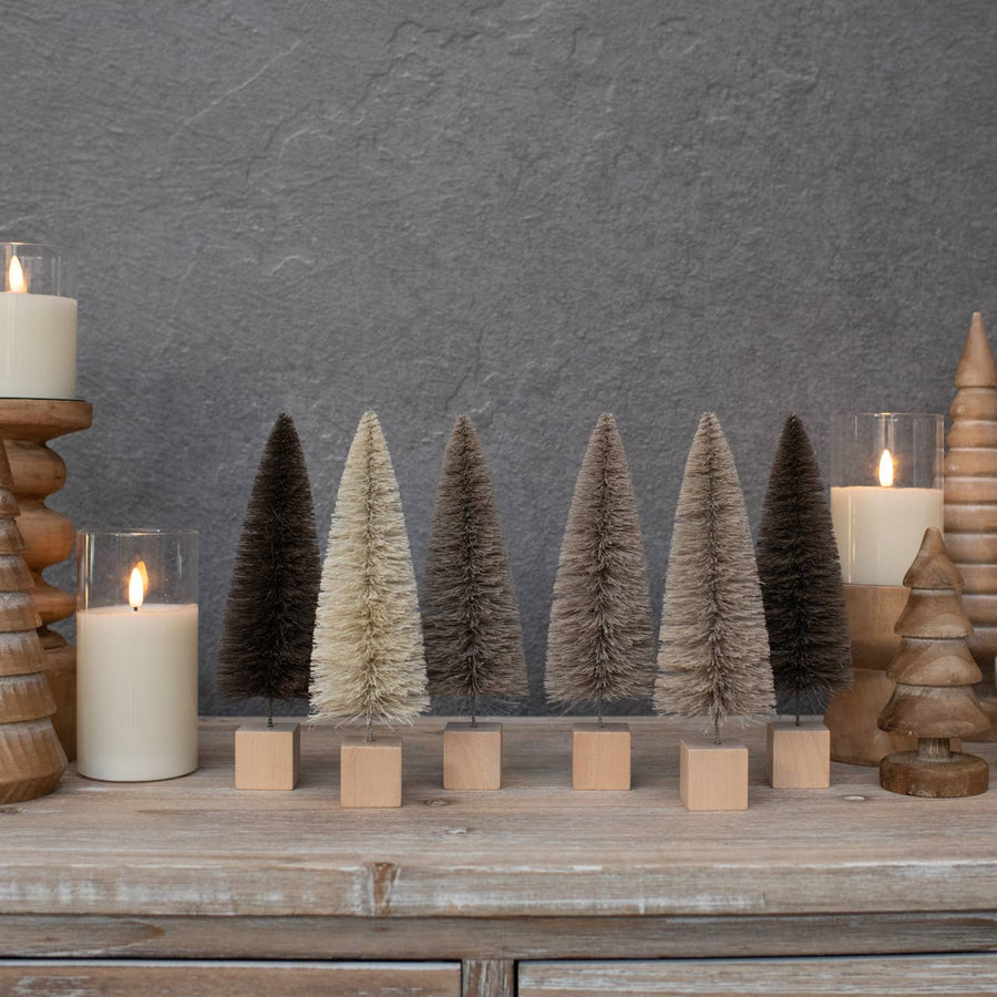 SET/6 - 9" TAN HUES BOTTLE BRUSH TREES