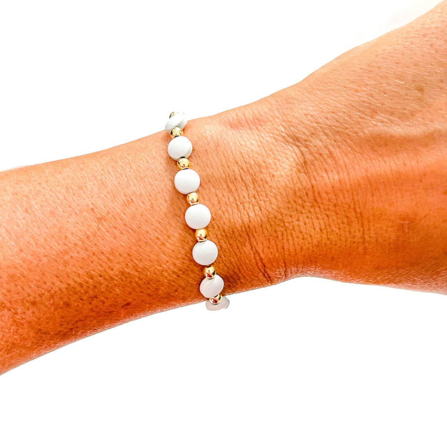 Savvy Bling - White Gold Filled Bracelets: Matte Flat White