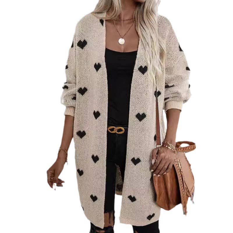 Casual Valentine Day Heart Jacquard Knit Cardigan – LeFleur Floral ...