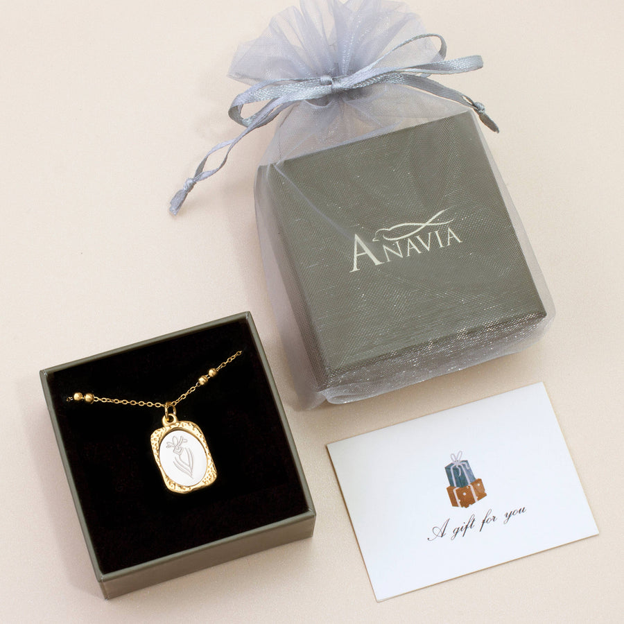 18K Gold Mirror Birth Flower Necklace