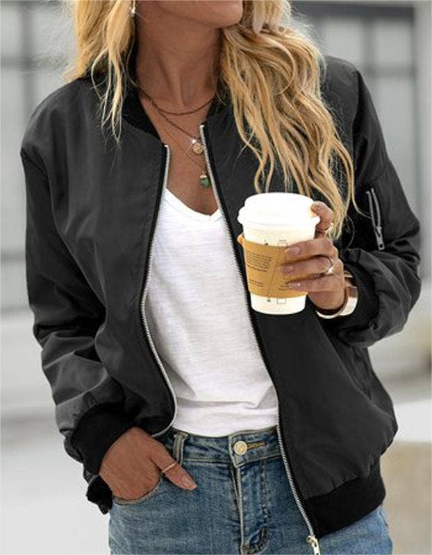 Stylish solid bomber jacket