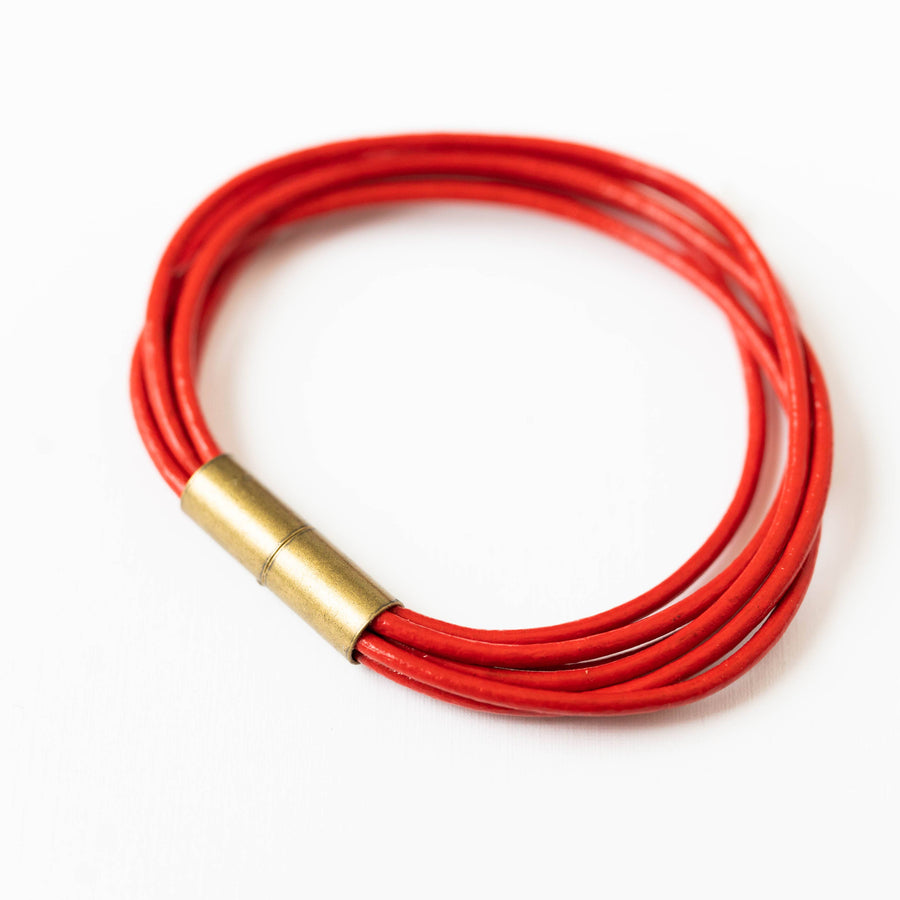 Nest Pretty Things - Magnetic Multi Cord Leather Bracelet: 6.5" / Gold