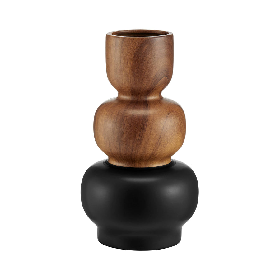 Two Tone Vase Black and Walnut