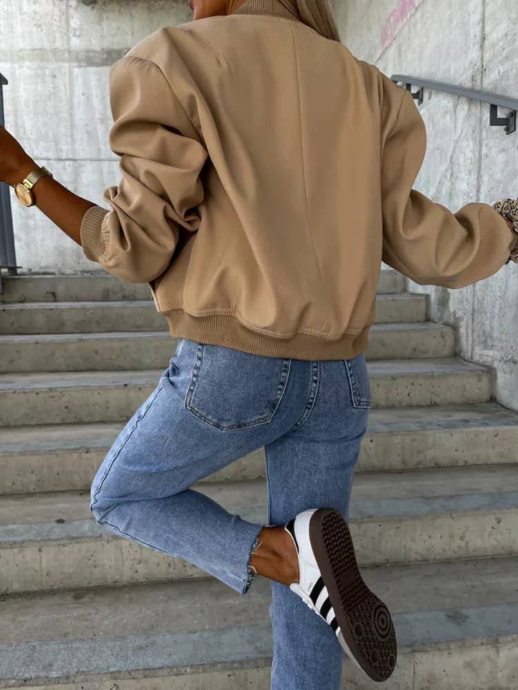 AUTUMN AND WINTER JACKET WITH STAND-UP COLLAR