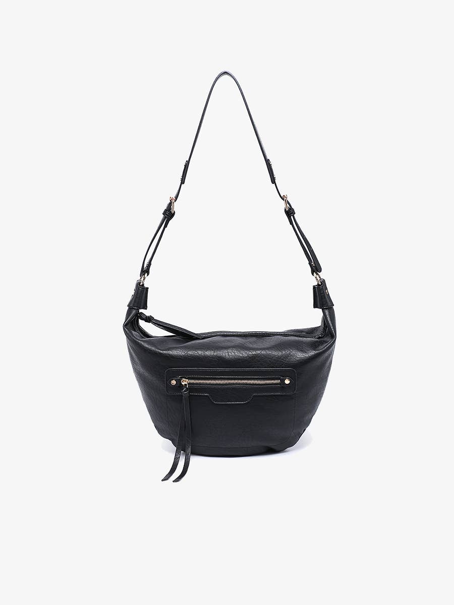 Jen &  Co - Leigh Distressed Hobo Bag: Black