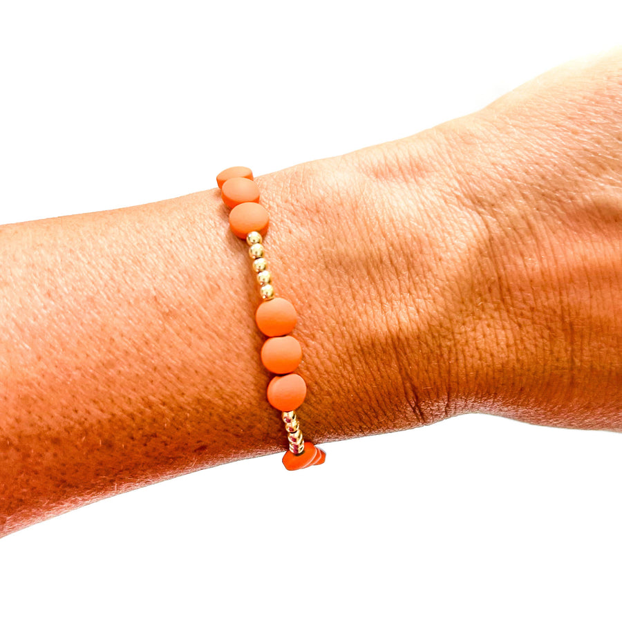 Savvy Bling - Orange Gold Filled Bracelets: Matte Orange & 3 Gold