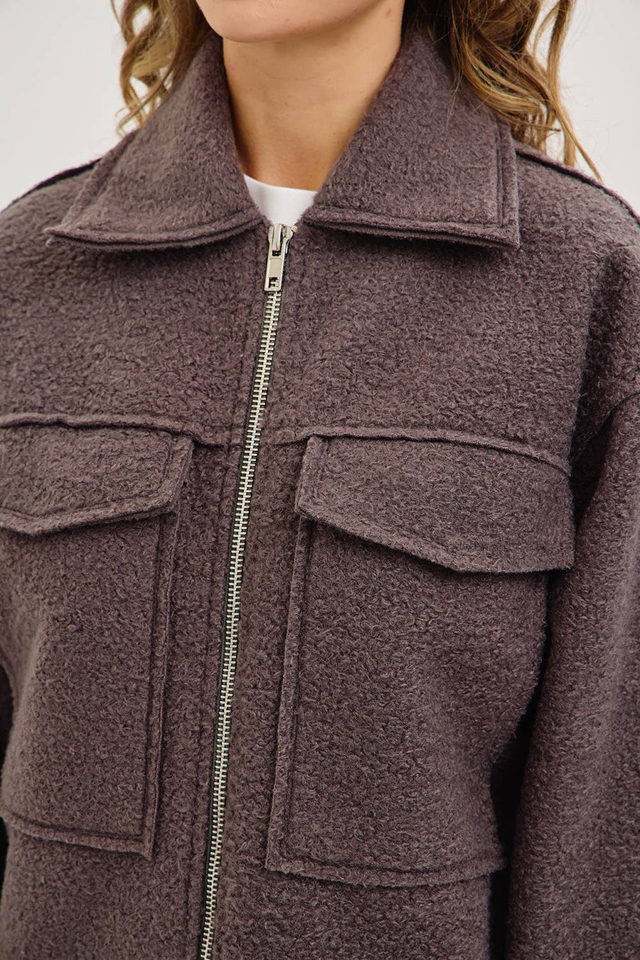 Textured Bomber Jacket - Charcoal