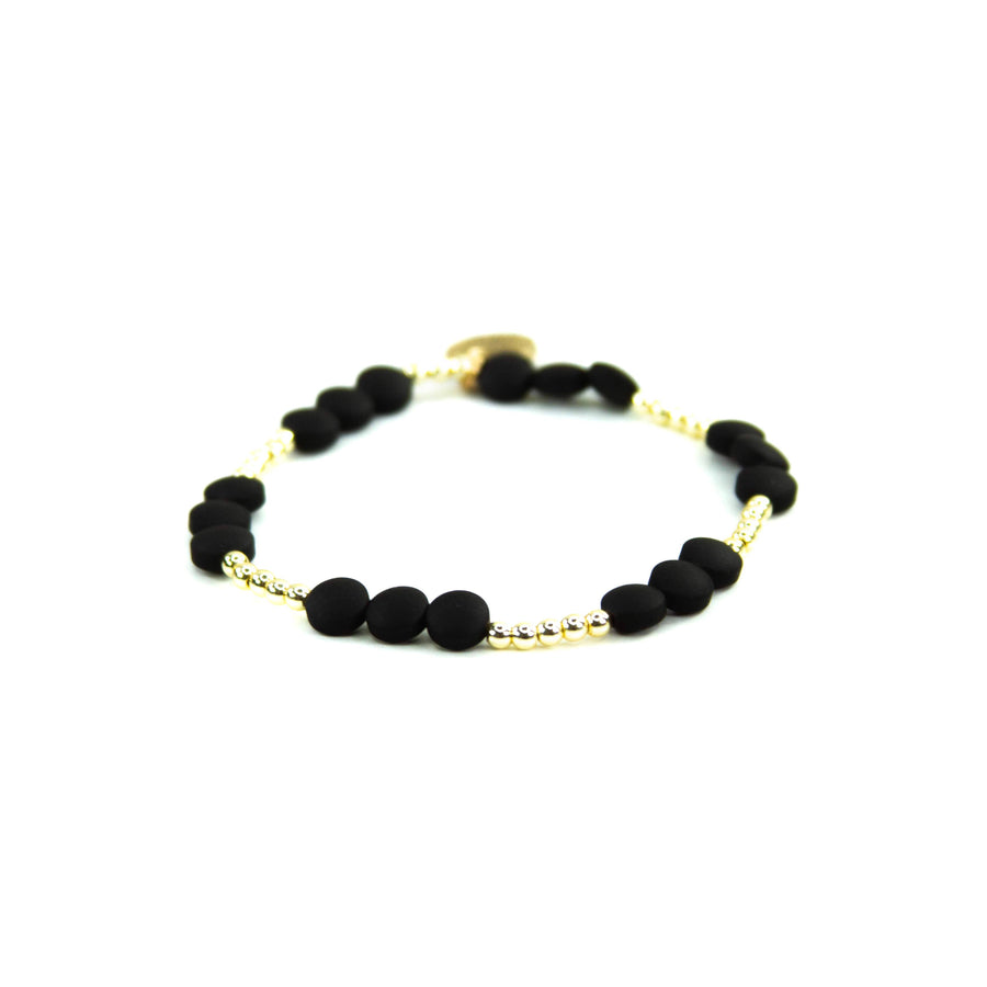 Savvy Bling - Black & Gold Filled Bracelets: Metallic Black & Gold Textured