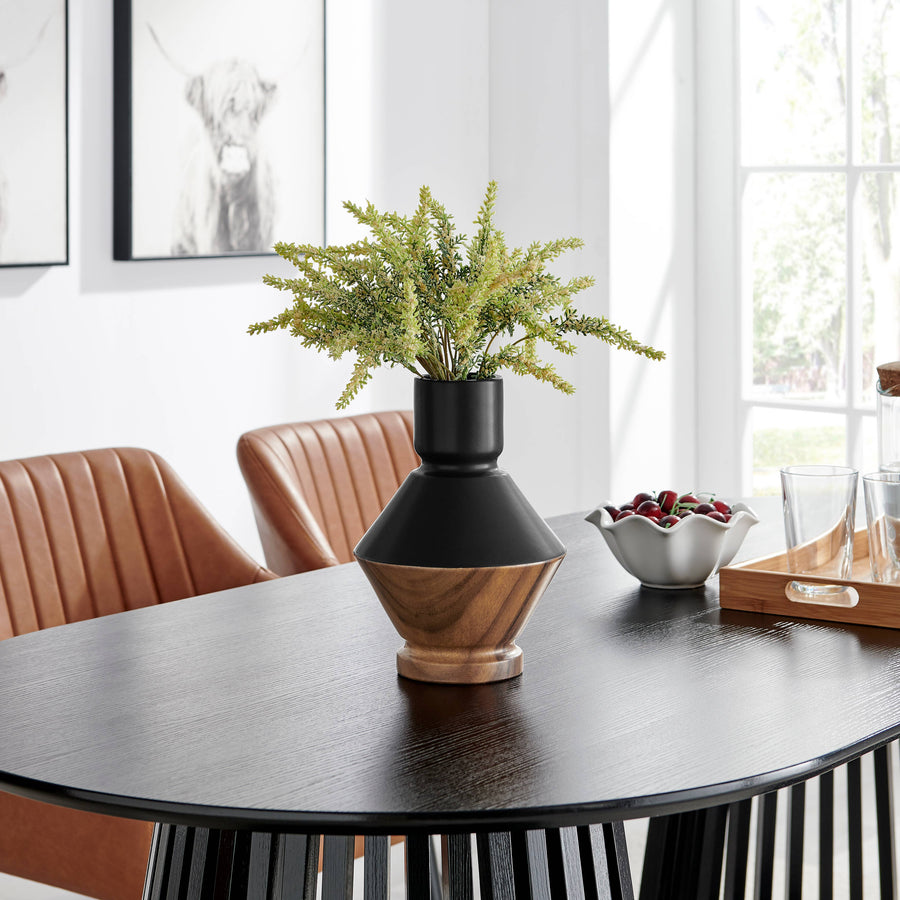Diamant Revese Hourglass Two Tone Vase Black and Walnut