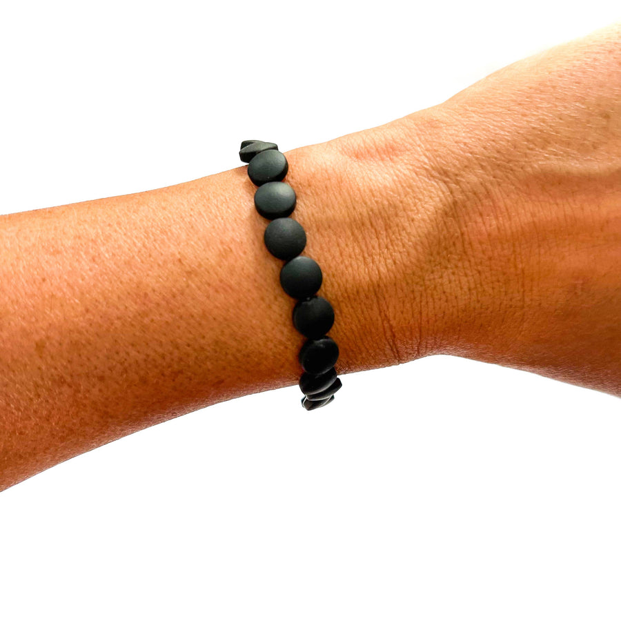 Savvy Bling - Black & Gold Filled Bracelets: Metallic Black & Gold Textured