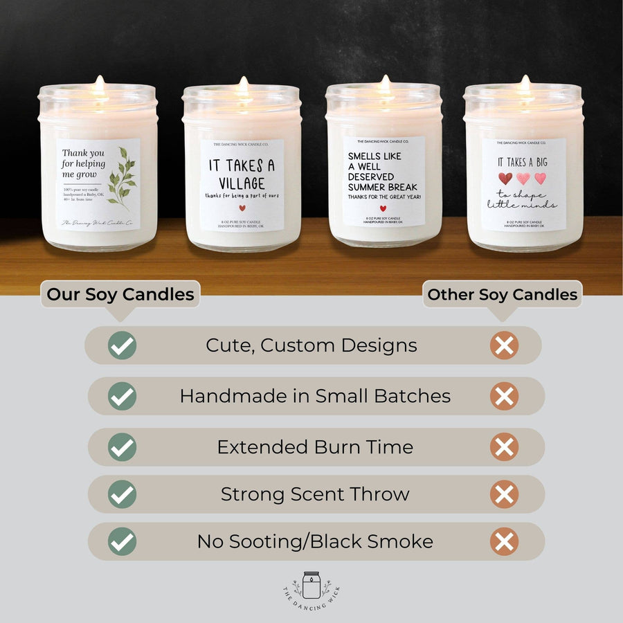 THE DANCING WICK CANDLES - Funny Teacher Gift Candle / Smells Like Summer Break : Medium 8 oz candle / Aruba Coconut