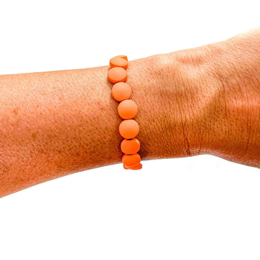 Savvy Bling - Orange Gold Filled Bracelets: Matte Orange & 3 Gold