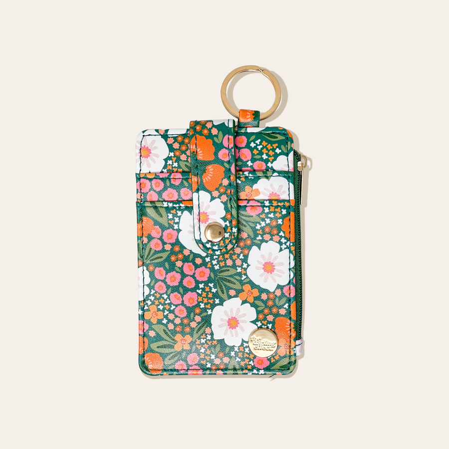The Darling Effect - Sweet Meadow Keychain Card Wallet - Dark Green & Orange