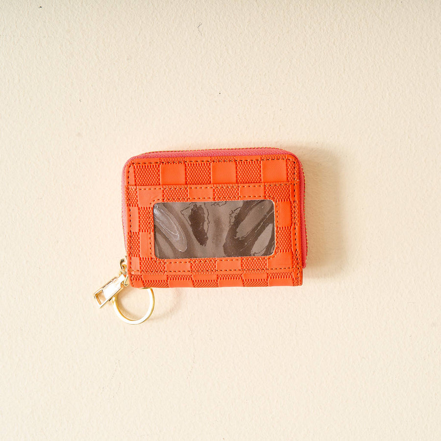 The Darling Effect- Orange Check Zip Around Wallet-