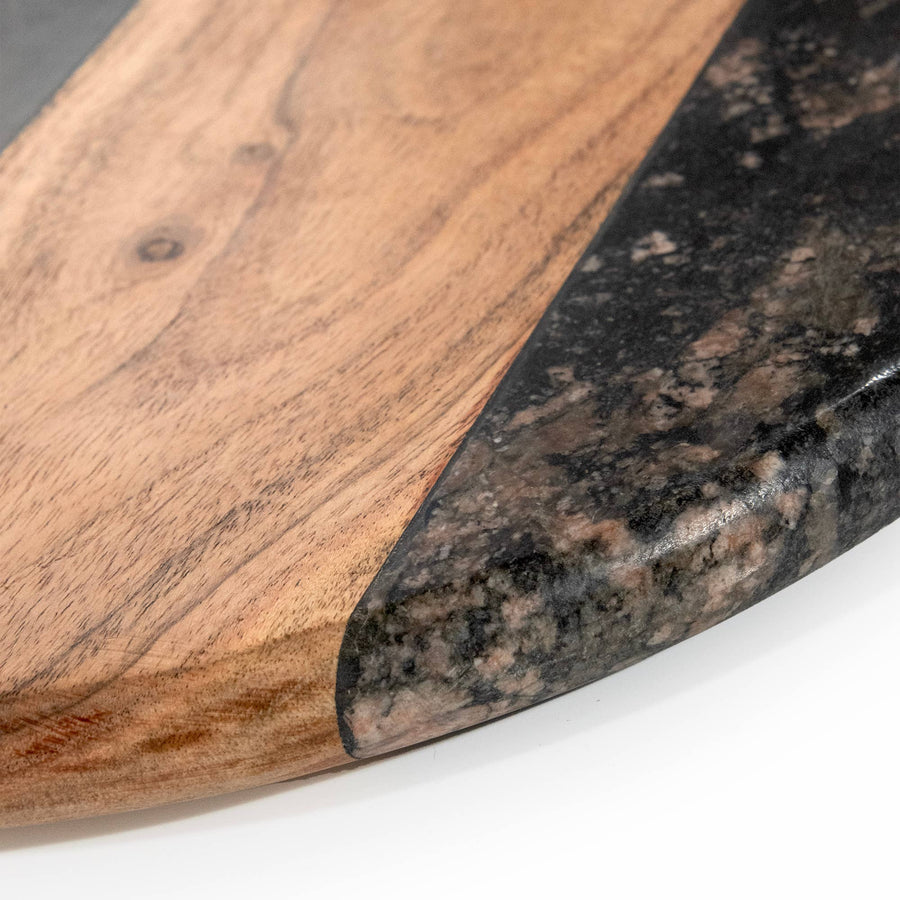 Dark Round Marble & Acacia Wood Charcuterie Board