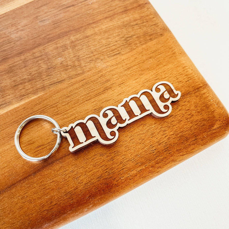Mama Wooden Wooden Keychain