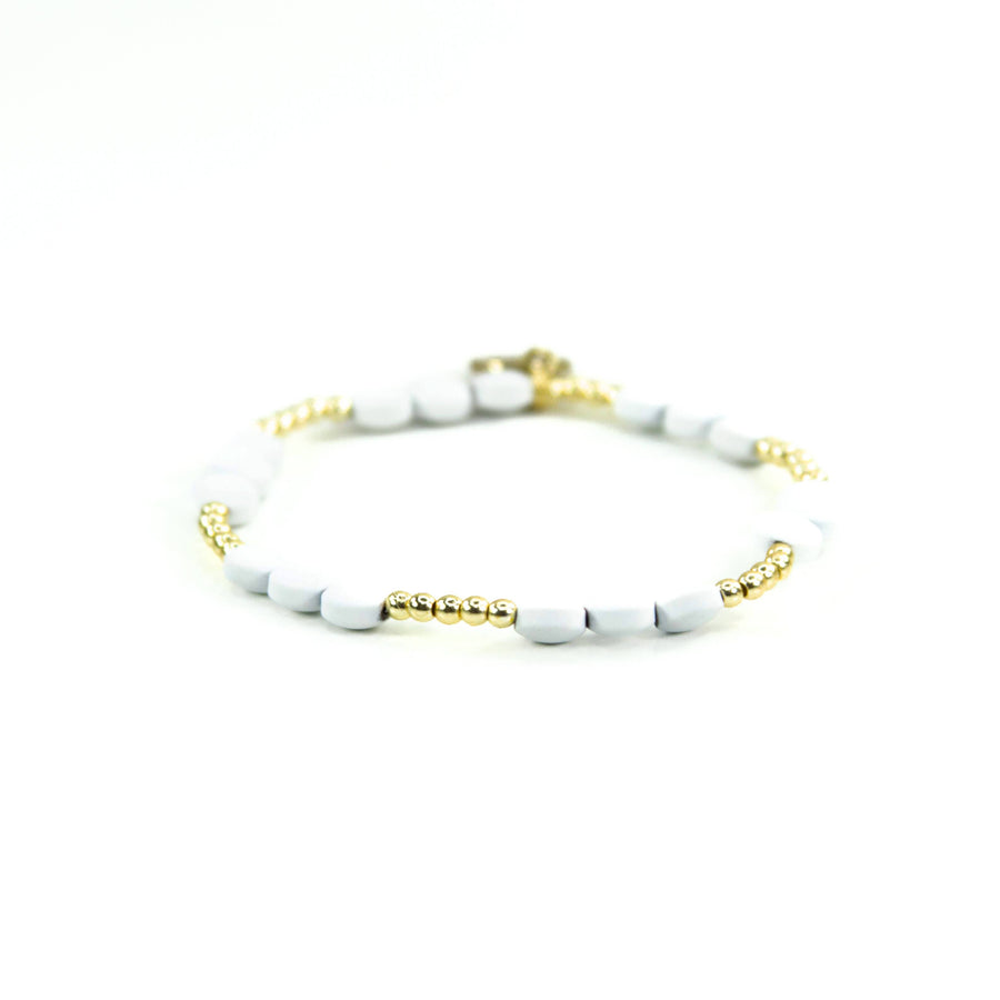 Savvy Bling - White Gold Filled Bracelets: Matte Flat White