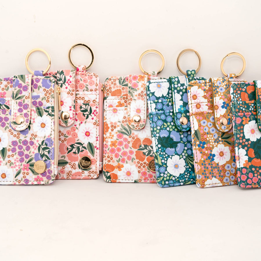 The Darling Effect - Sweet Meadow Keychain Card Wallet - Dark Green & Orange