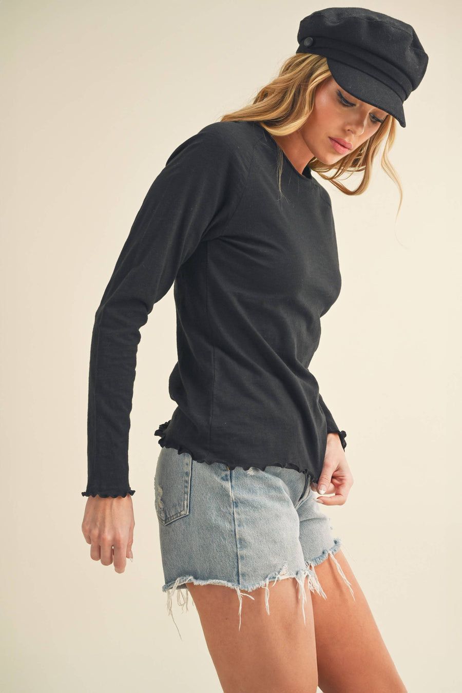 AEMI + CO - Black Gwen Baby Long Sleeve Top
