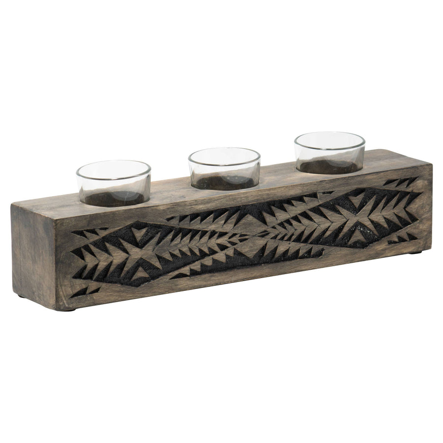 Foreside Home & Garden - Tucson Black Southwest Votive Candle Holder, 3 Glass Inserts