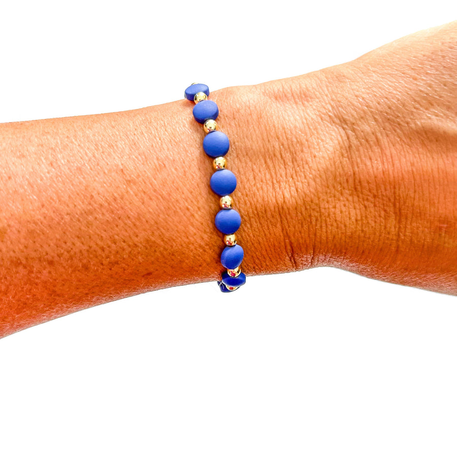 Savvy Bling - Blue 18K Gold Filled Bracelets: Matte Flat Blue & Gold