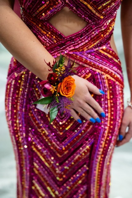 Prom Corsage:  Bright Mix on Ribbon