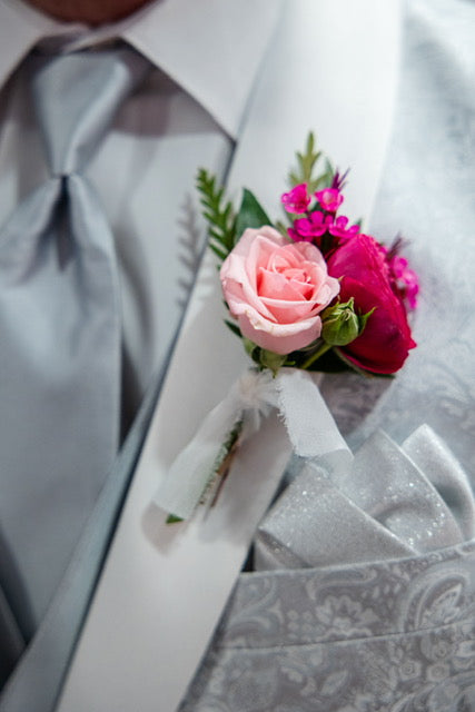 Prom Boutonniere:   Pink Mix