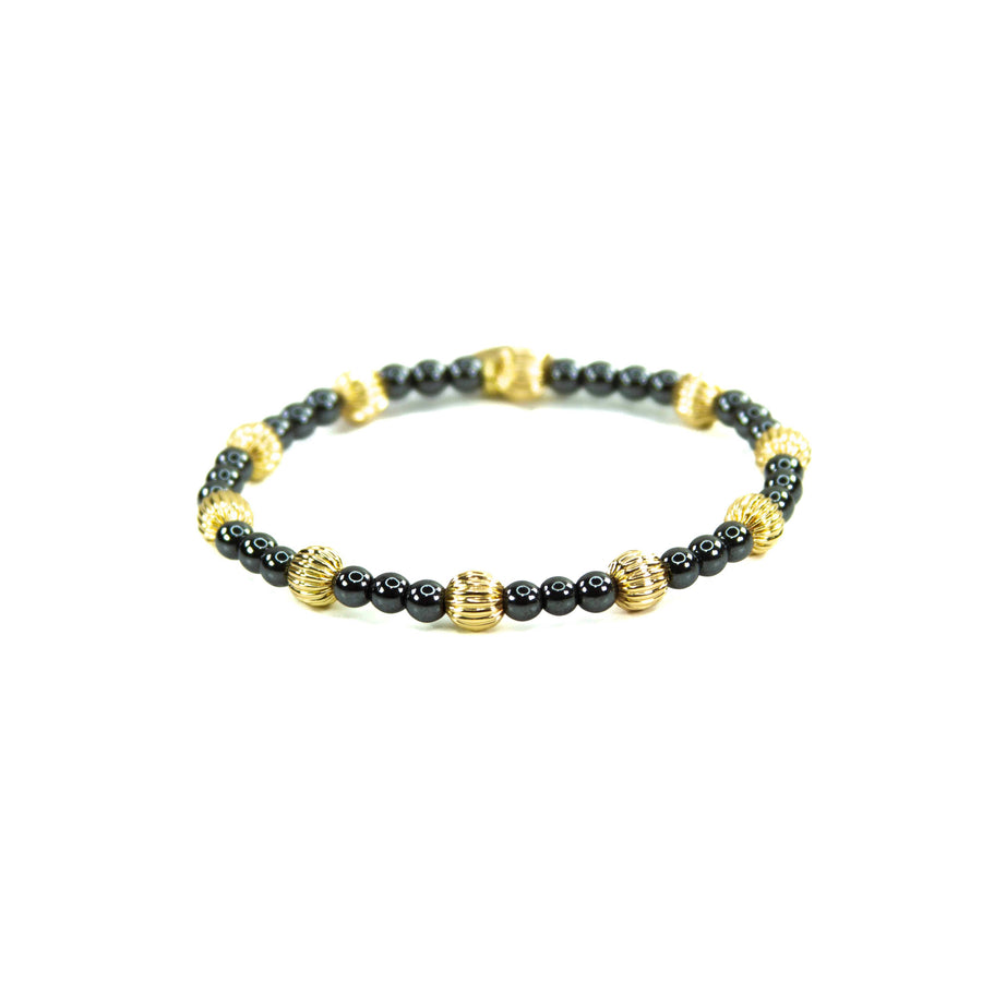 Savvy Bling - Black & Gold Filled Bracelets: Metallic Black & Gold Textured