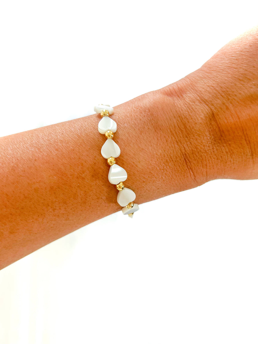Savvy Bling - Mother of Pearl Heart Bracelet