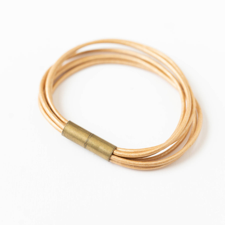 Nest Pretty Things - Magnetic Multi Cord Leather Bracelet: 6.5" / Gold
