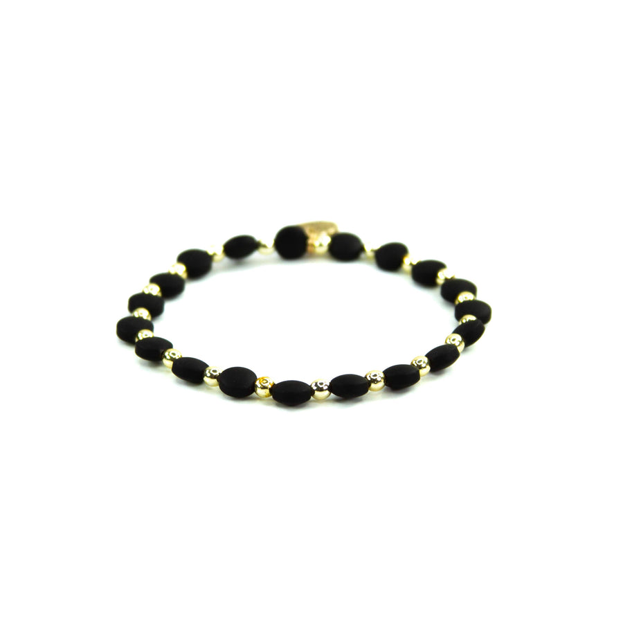 Savvy Bling - Black & Gold Filled Bracelets: Matte Flat Black & Gold