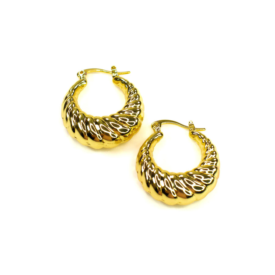 Gold Crescent Hoop Earrings