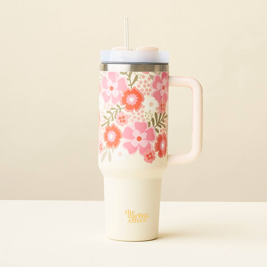 The Darling Effect - 40 oz Take Me Everywhere Tumbler-Beyond Blooms Pink Orange