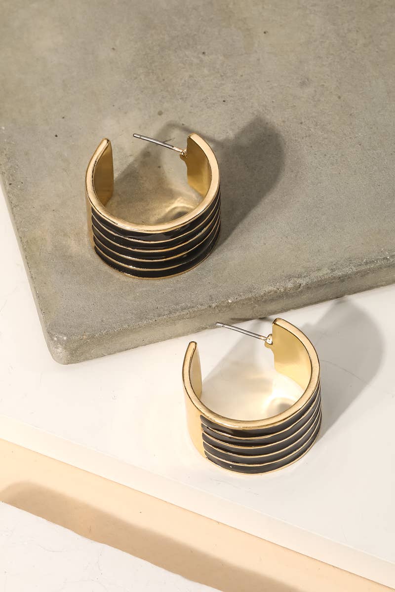 Anarchy Street - Striped Open Circle Cuff Earrings