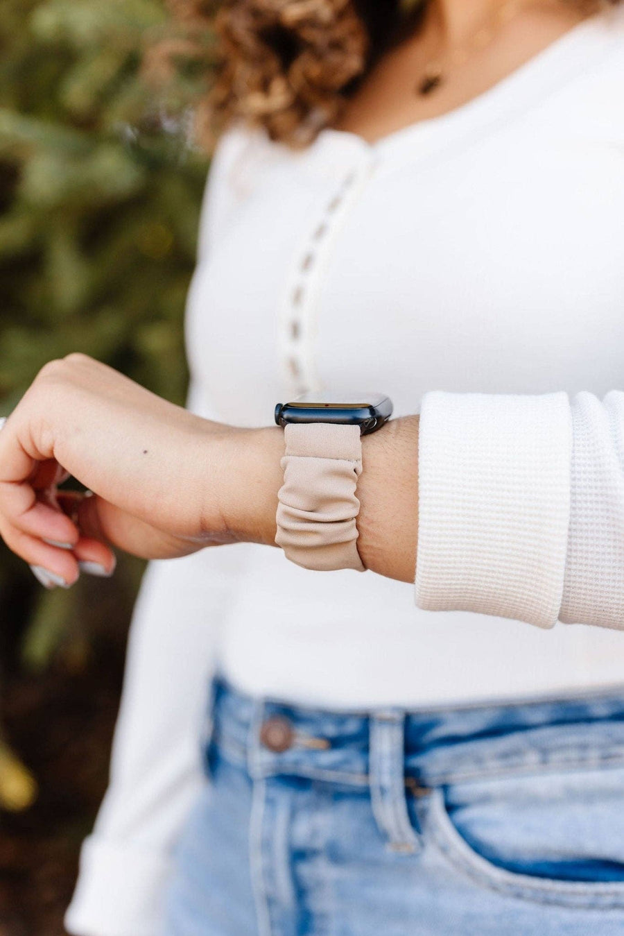 Light Tan Athletic Scrunchie Band | Compatible with Apple Watch